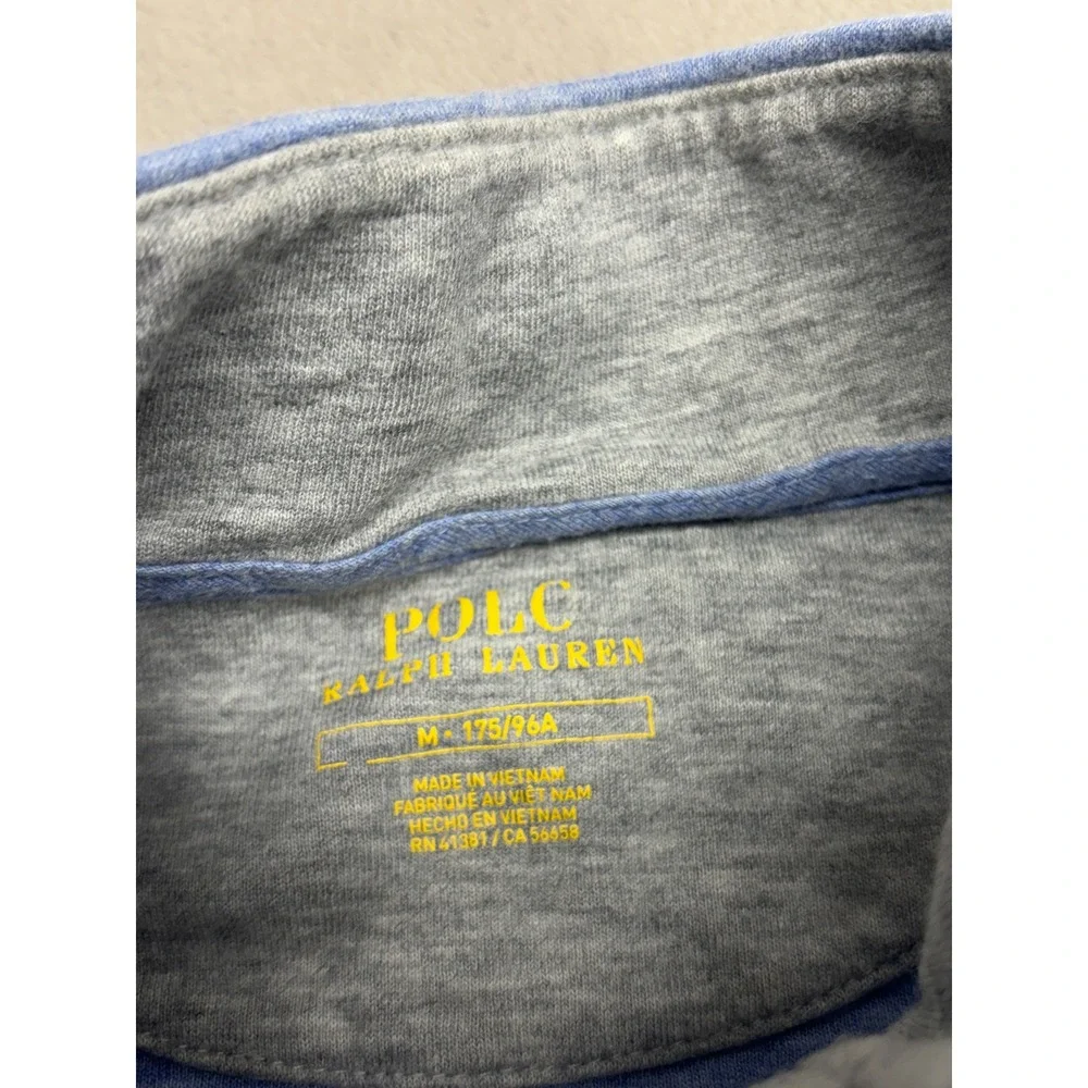 Polo Ralph Lauren Mens Medium Light Blue Heather Quarter Zip Pullover Sweater